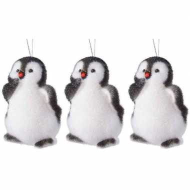 3x kersthangers figuurtjes pinguin 9 cm