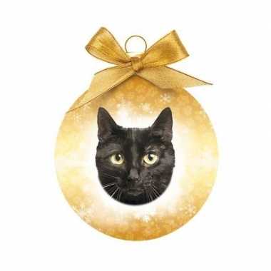 Dieren/huisdieren kerstballen kerstbal zwarte kat/poes 8 cm