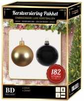 182 stuks kerstballen mix goud zwart voor 210 cm boom