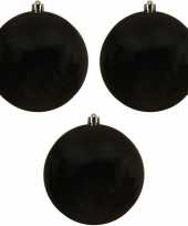 3x grote zwarte kerstballen van 14 cm glans van kunststof