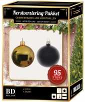 95 stuks kerstballen mix goud zwart voor 150 cm boom